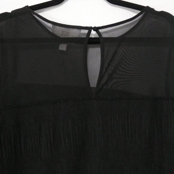 ADDITION ELLE - A | size 2X | Elegant Lined Sheer Black Blouse | Keyhole Back - Picture 10 of 14